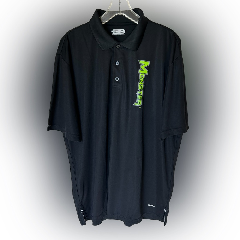 MONSTER energy drink Ontour black polo shirt- Men's size XL‎